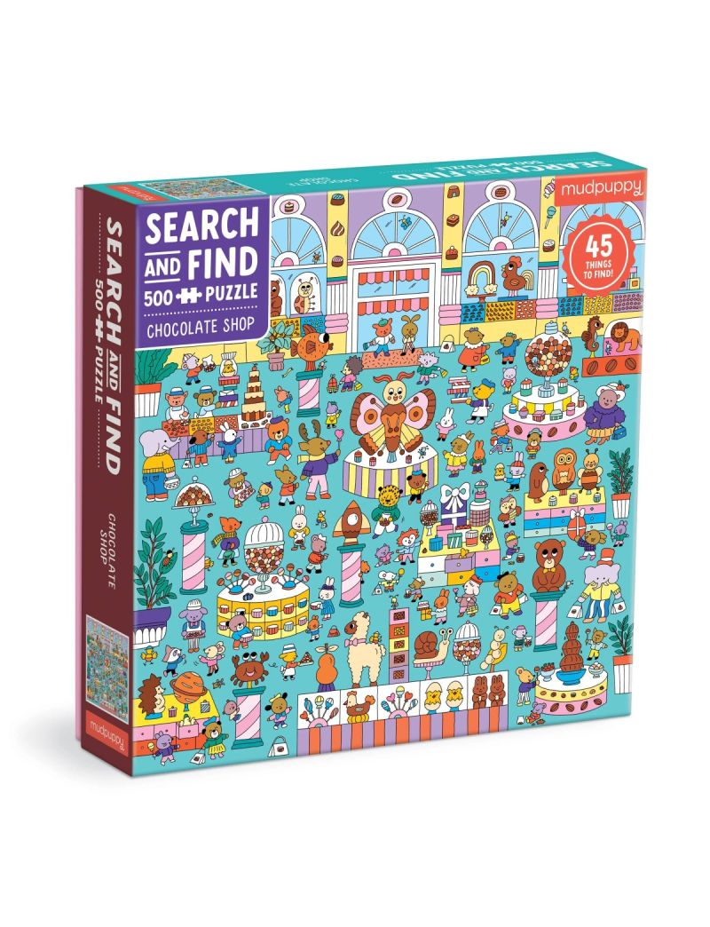 MUDPUPPY Chocolate Shop 500 Piece Search and Find Family Puzzle
