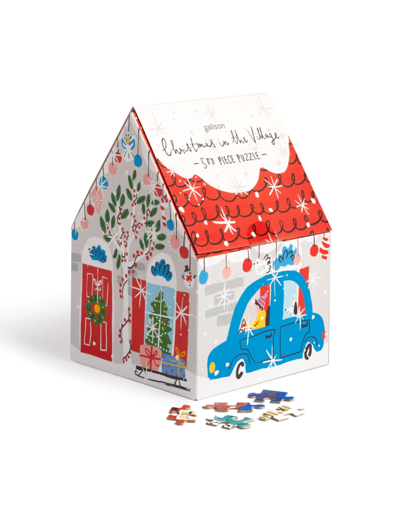 Galison Christmas in the Village 500 Piece House Puzzle
