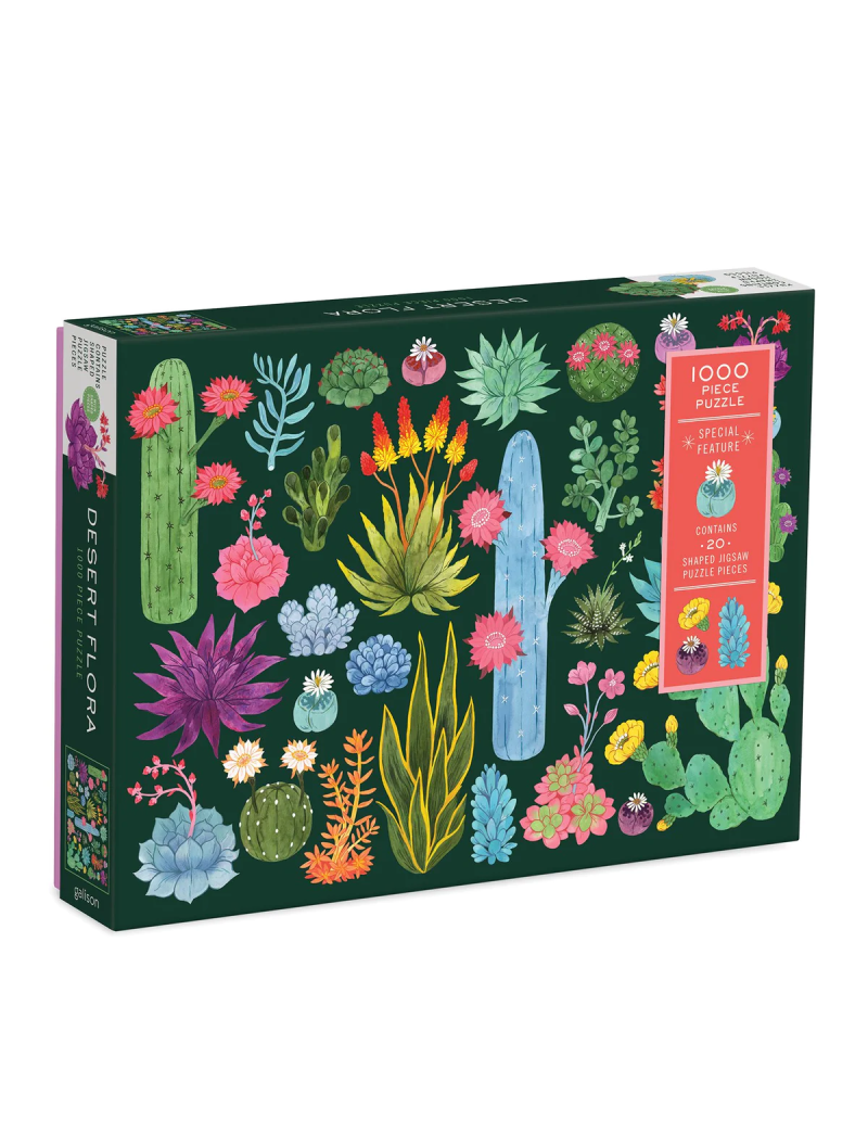 Galison Desert Flora 1000 Piece Jigsaw Puzzle with Shaped Pieces