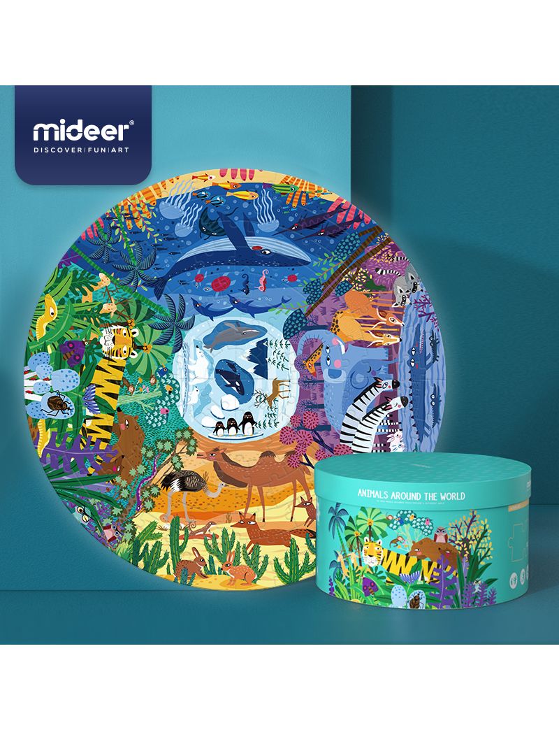 MIDEER ANIMALS AROUND THE WORLD - 150P Round Puzzle