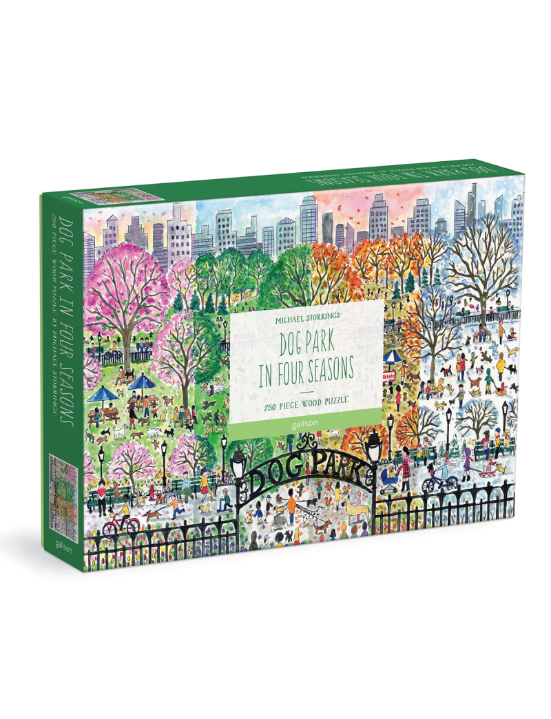Galison Michael Storrings Dog Park in Four Seasons 250 Piece Wood Puzzle