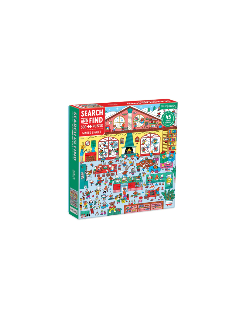 MudPuppy Winter Chalet 500 Pc Search & Find Puzzle