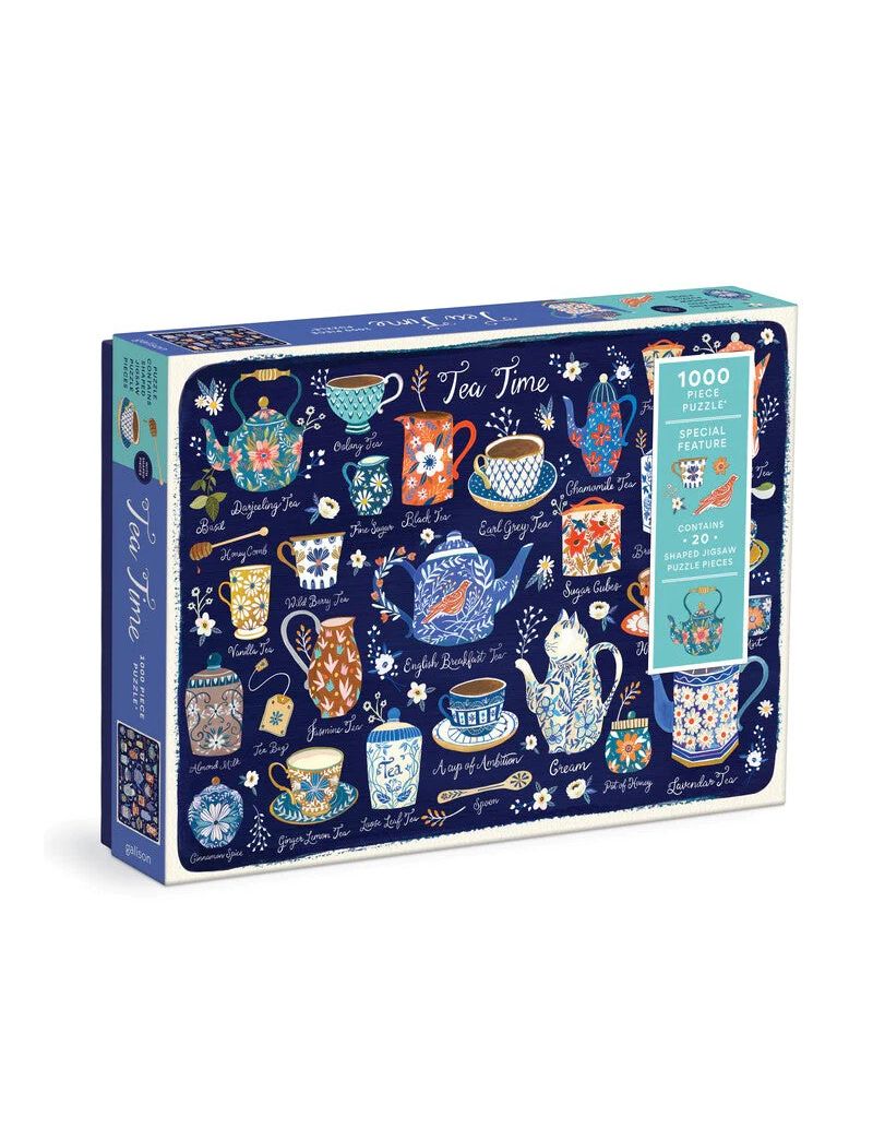 Galison Tea Time 1000 Piece Puzzle with Shaped Pieces