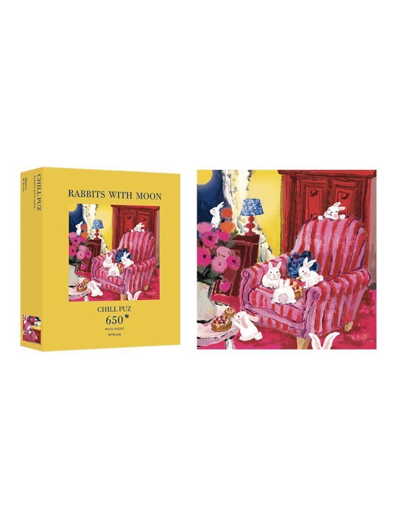 Chill Puzzle Rabbits With Moon 650pc