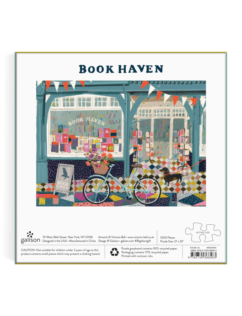 Galison Book Haven 1000 Piece Puzzle In Square Box