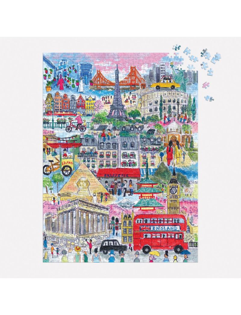 Galison Michael Storrings Cities Around the World 1000 Piece Puzzle