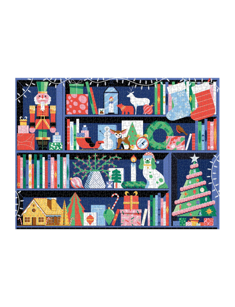 Galison Deck the Shelves 1000 Piece Puzzle in a Square Box