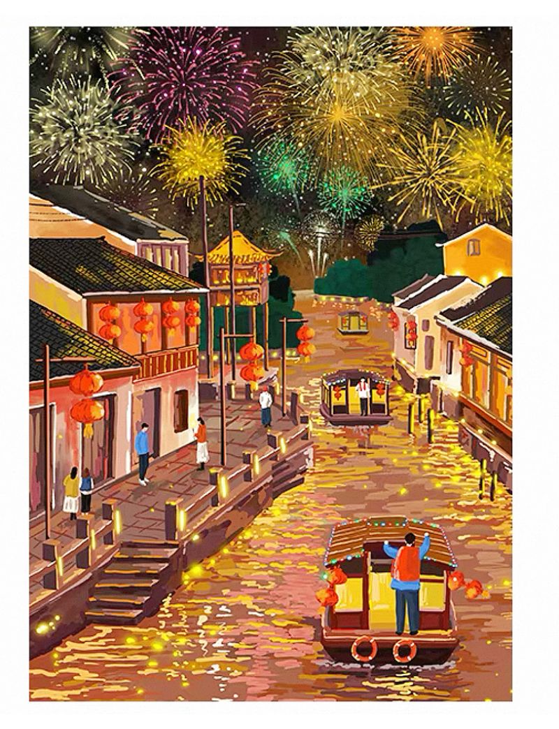 Gill&Lill The Water Town Under Fireworks 1000pc