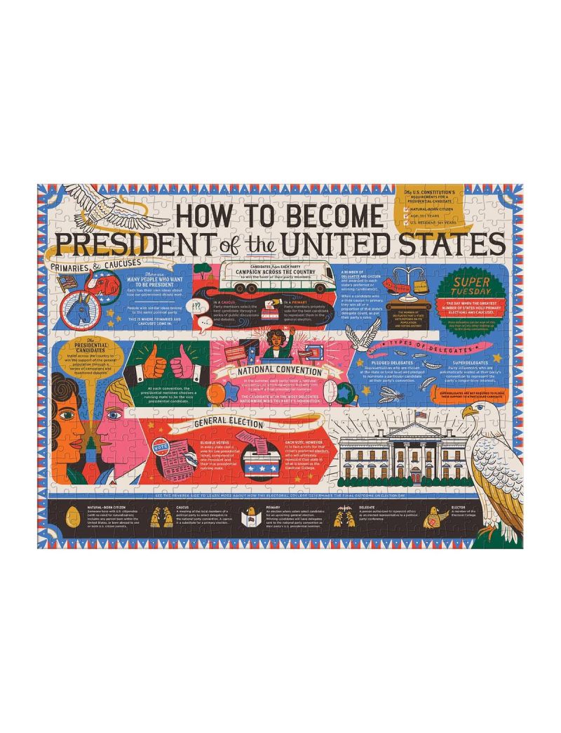 Galison How to Become President of the United States 500 Piece Double-Sided Puzzle