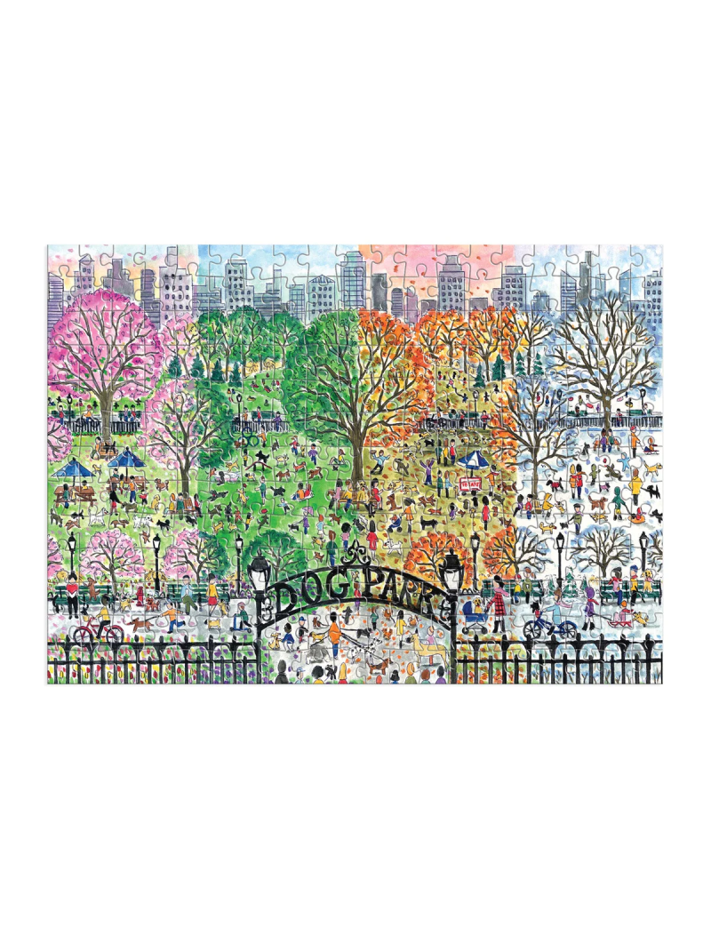 Galison Michael Storrings Dog Park in Four Seasons 250 Piece Wood Puzzle