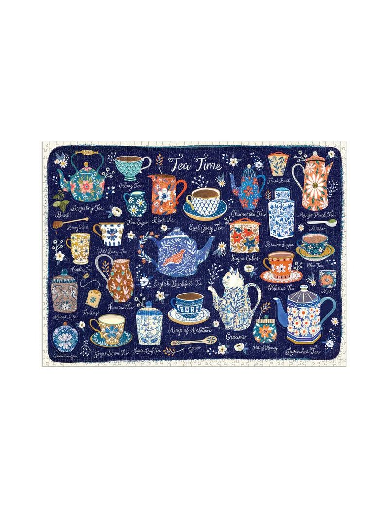 Galison Tea Time 1000 Piece Puzzle with Shaped Pieces