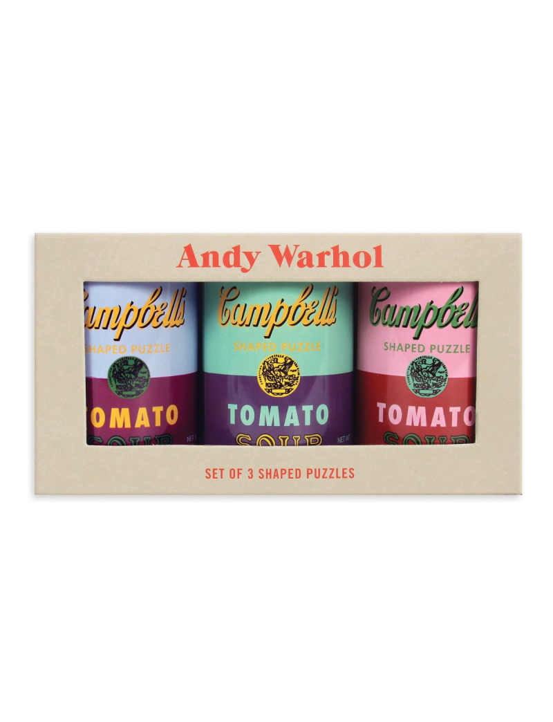 Galison Andy Warhol Soup Cans Set of 3 Shaped Puzzles in Tins