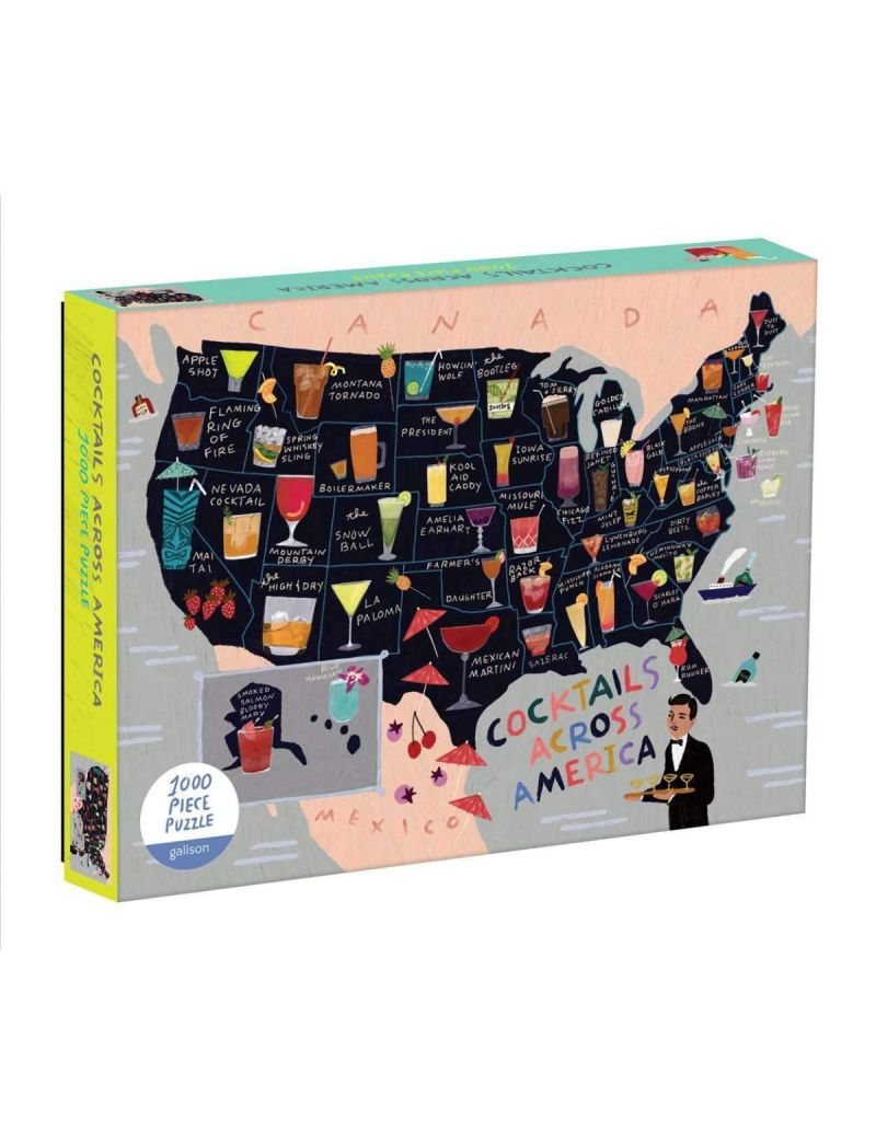 Galison Anne Bentley Cocktail Map Of The USA 1000 Piece Puzzle
