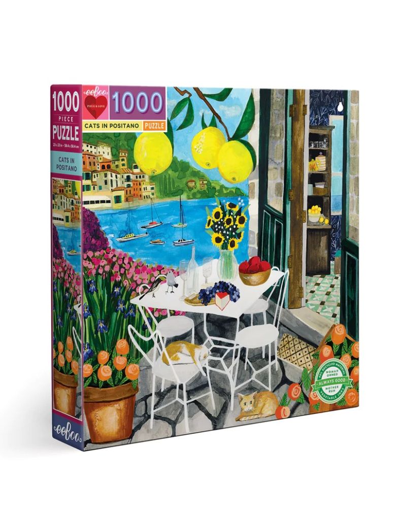 EEBOO Yellow & Green Cats in Positano 1000PC