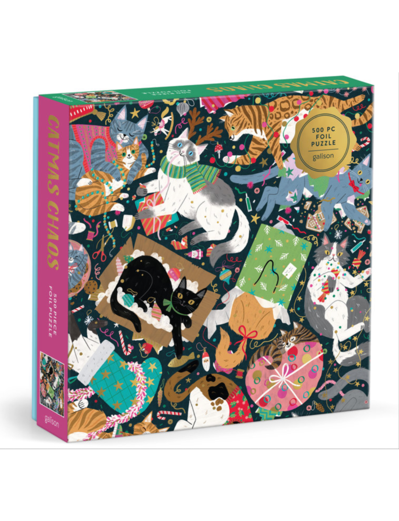 Galison Catmas Chaos 500 Piece Foil Puzzle