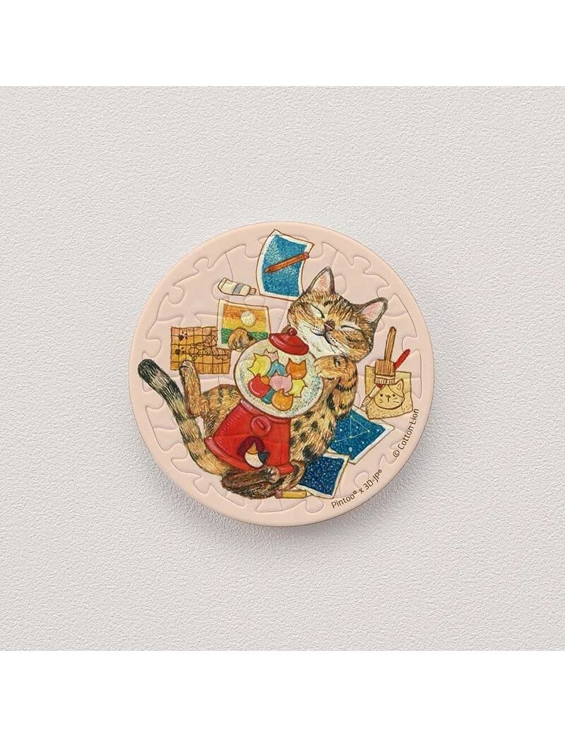 PINTOO D1311 Puzzle Magnet - Cotton Lion - Tabby Cat 16p