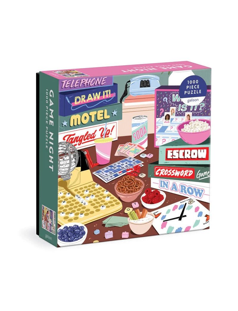 Galison Game Night 1000 Piece Puzzle in Square Box