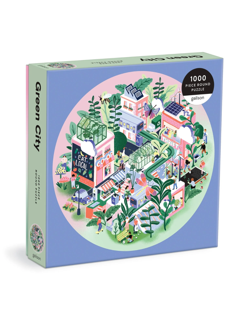 GALISON Green City 1000 Piece Round Puzzle