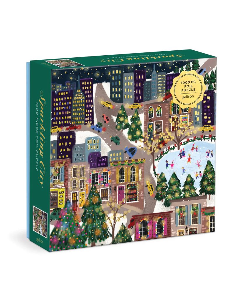 Galison Joy Laforme Sparkling City 1000 Piece Foil Puzzle In a Square Box