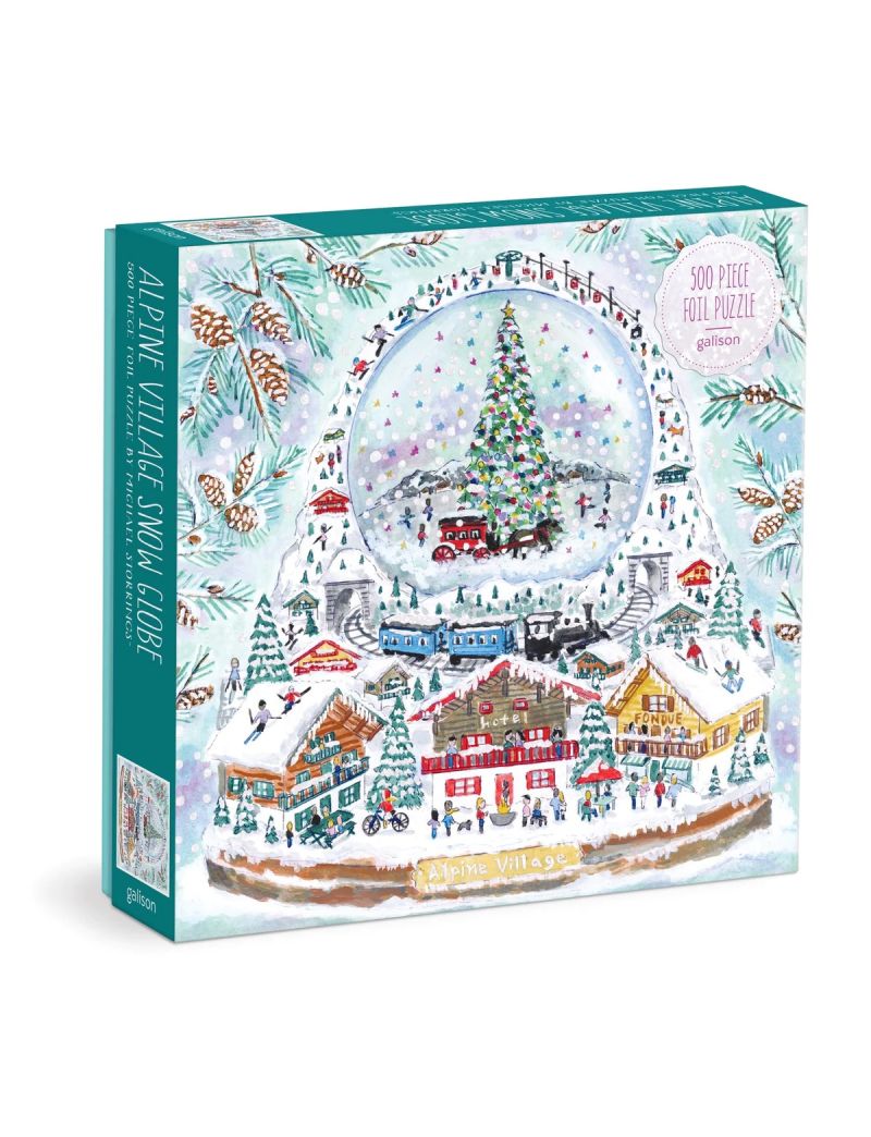 Galison Michael Storrings Alpine Village Snowglobe 500 Piece Foil Puzzle