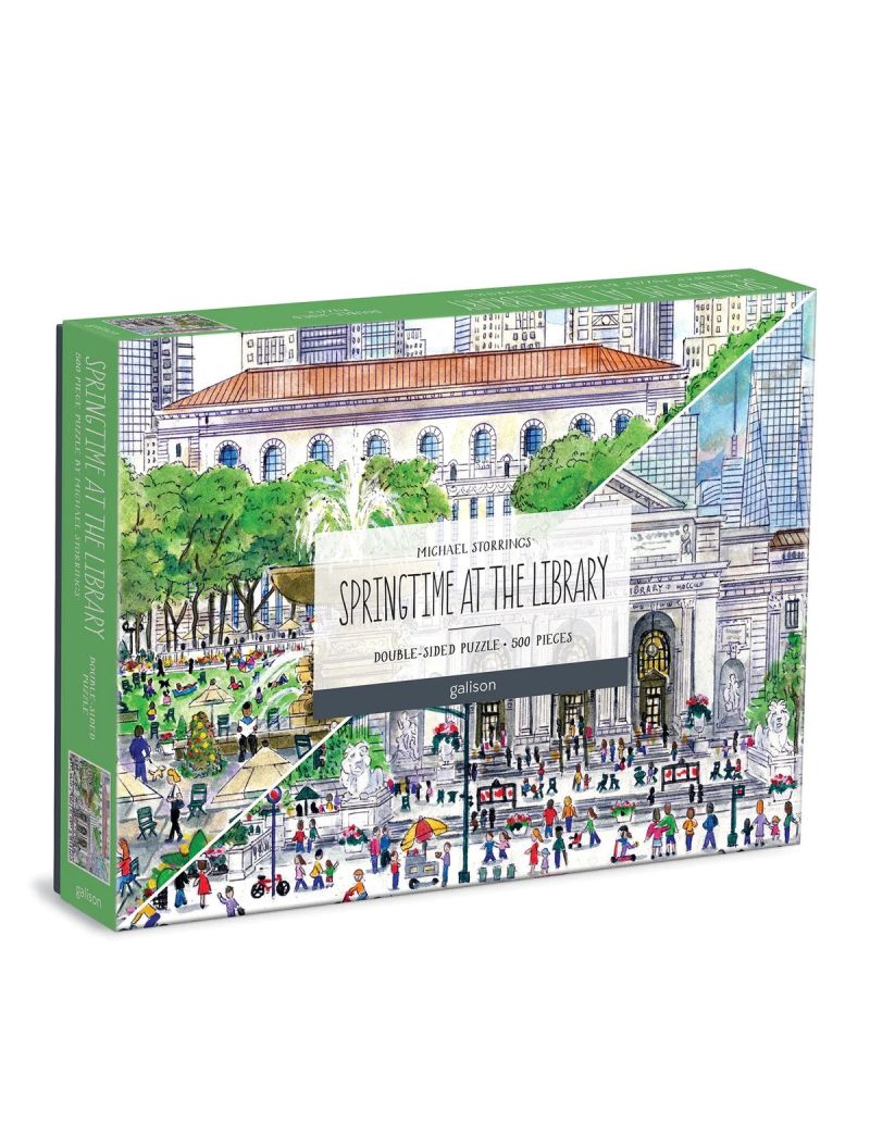 Galison Michael Storrings Springtime at the Library 500 Piece Double-Sided Puzzle