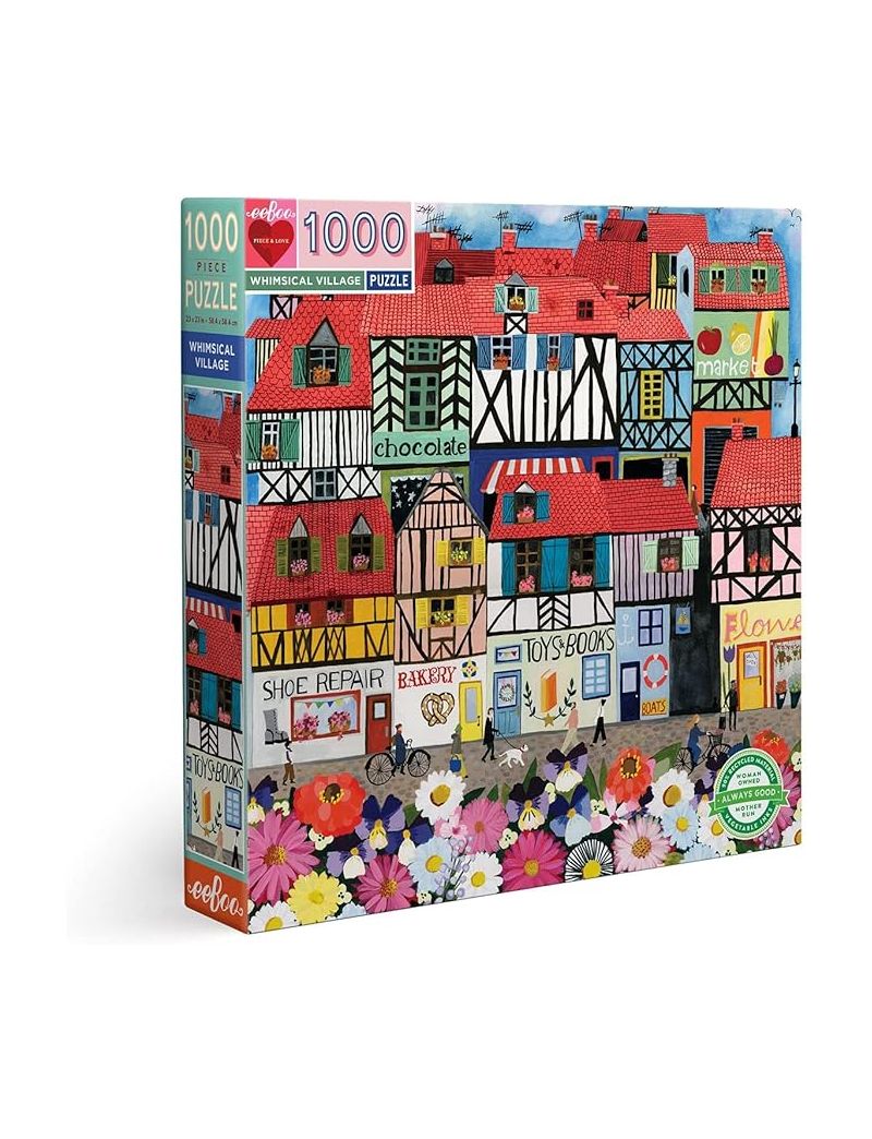 EEBOO Red & Green Whimsical Village 1000PC