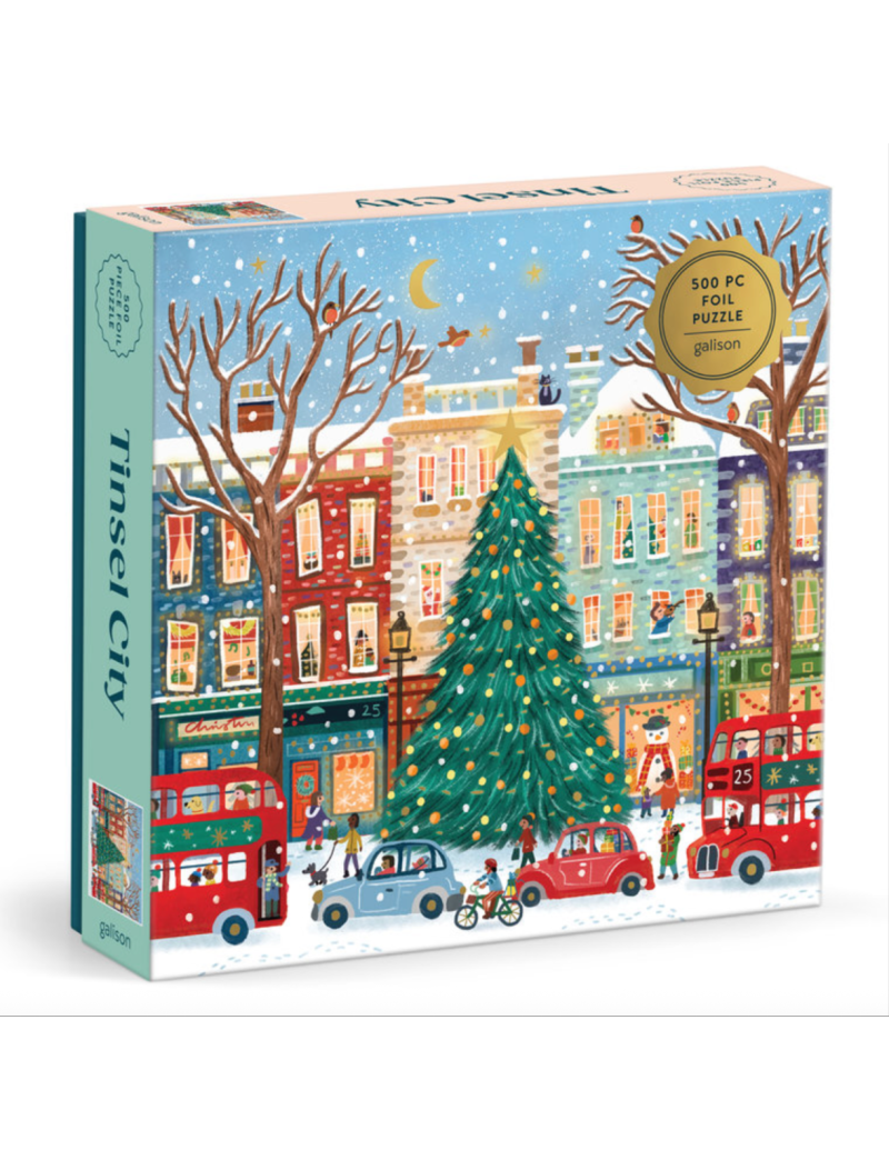Galison Tinsel City 500 Piece Foil Puzzle