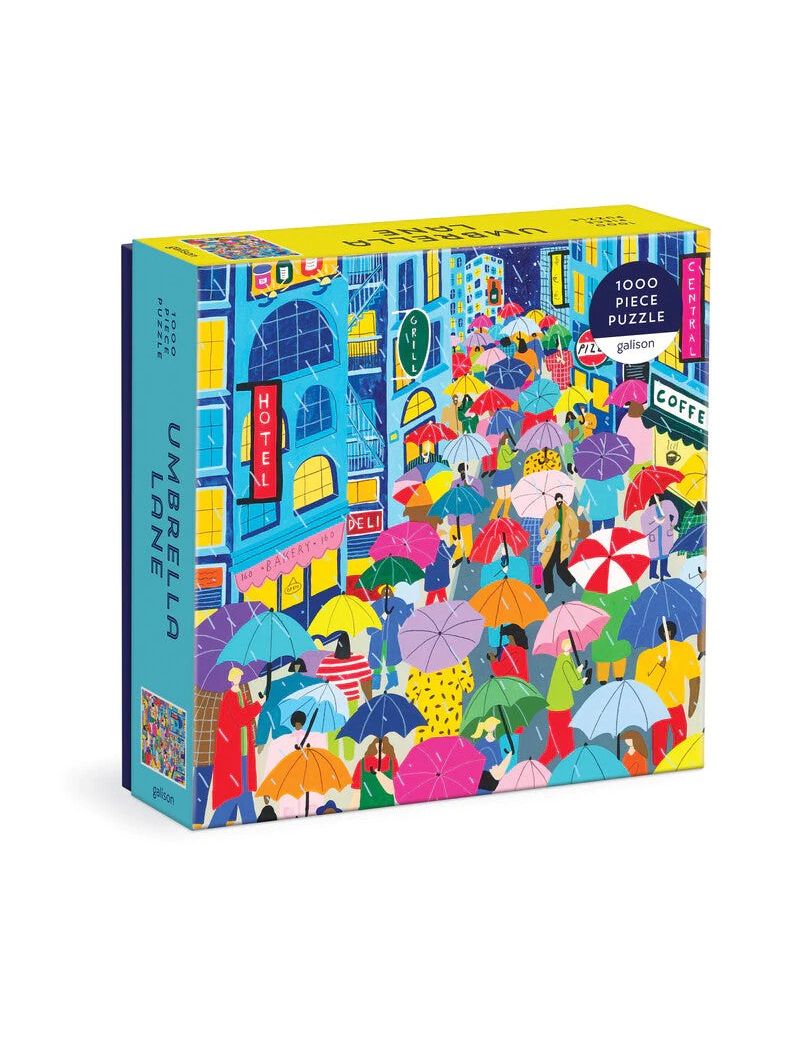 Galison Umbrella Lane 1000 Piece Puzzle in Square Box