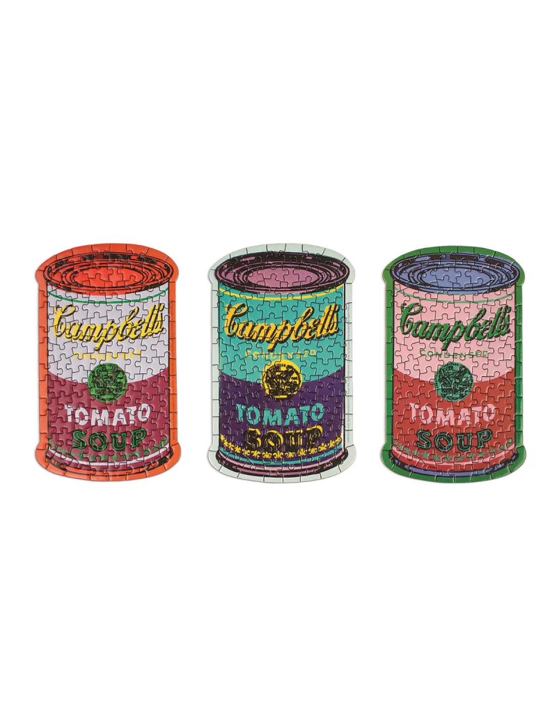 Galison Andy Warhol Soup Cans Set of 3 Shaped Puzzles in Tins