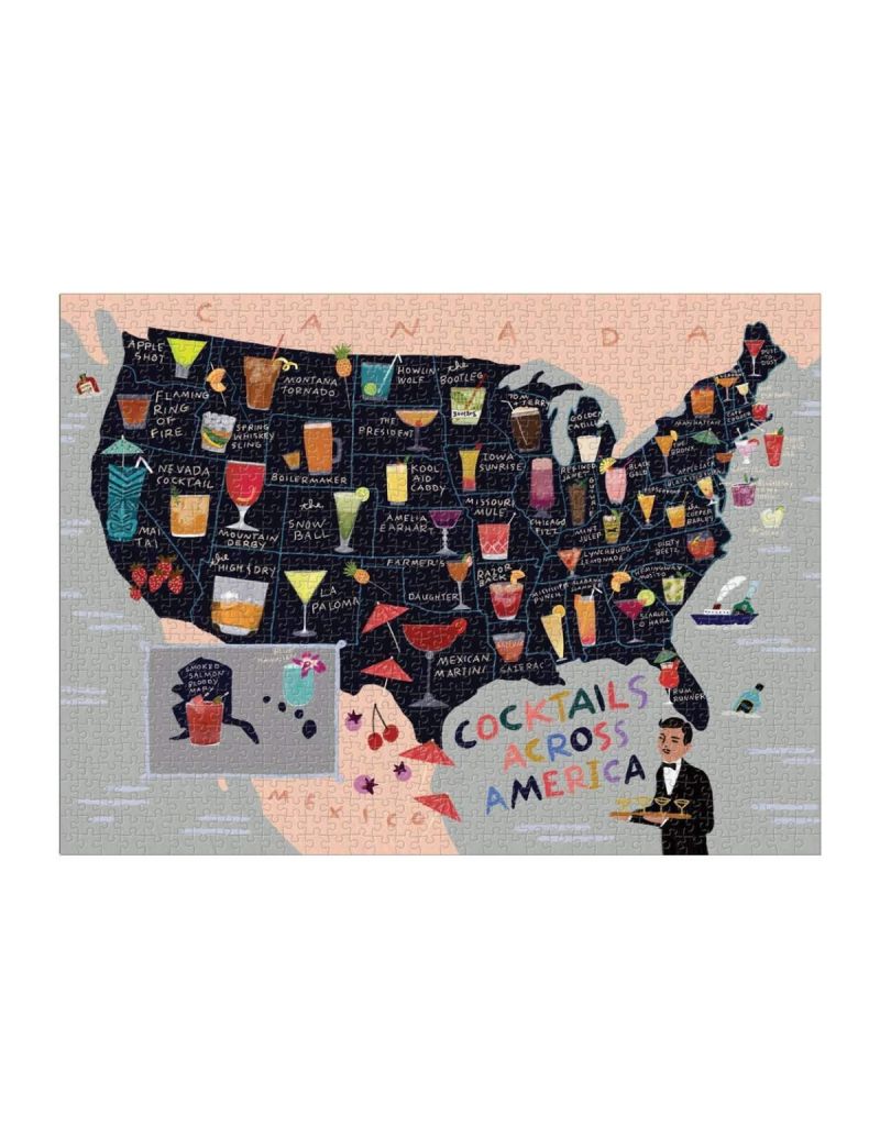 Galison Anne Bentley Cocktail Map Of The USA 1000 Piece Puzzle