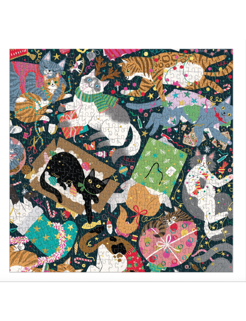 Galison Catmas Chaos 500 Piece Foil Puzzle