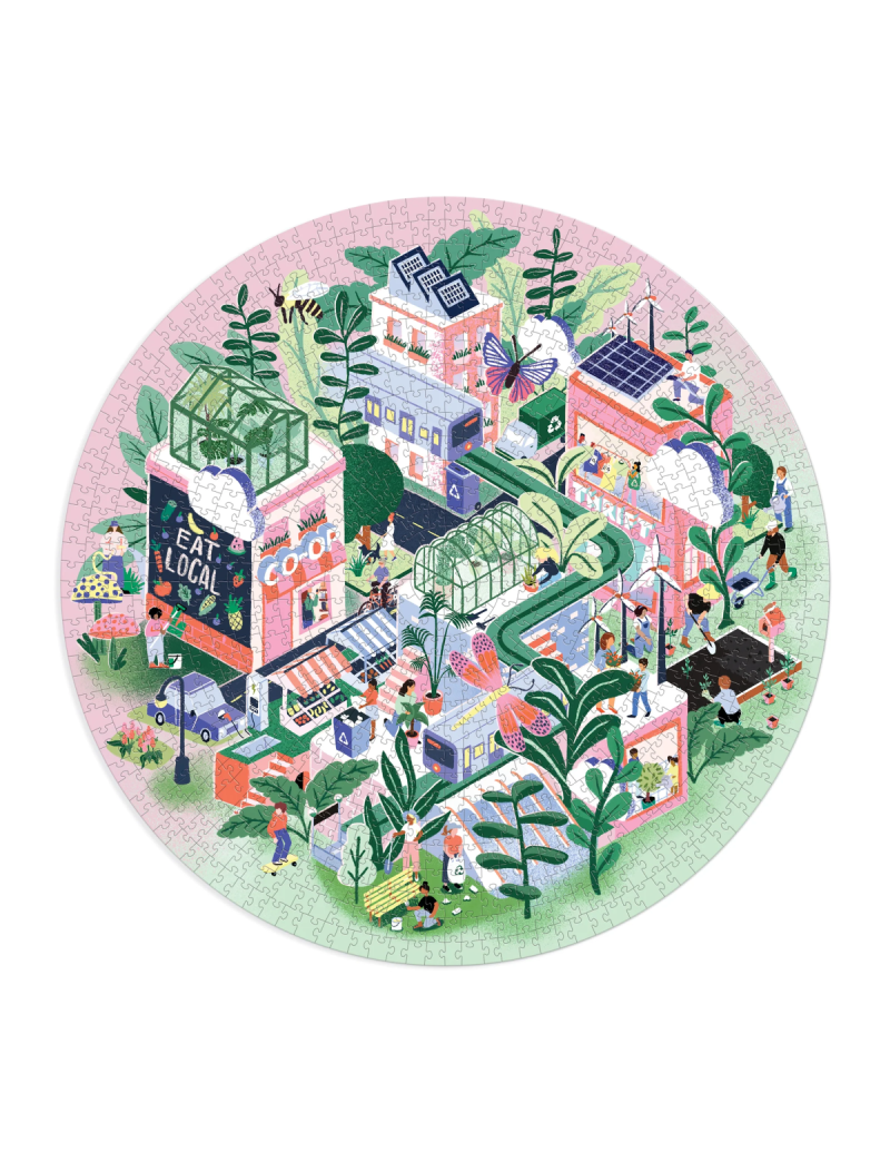 GALISON Green City 1000 Piece Round Puzzle
