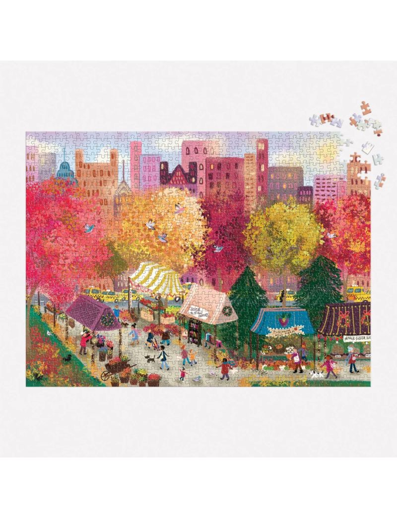 Galison Joy Laforme Autumn at the City Market 1000 Piece Puzzle