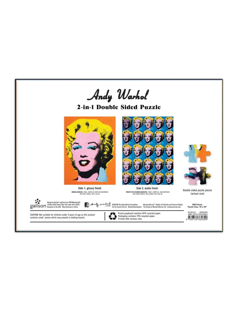 Galison Warhol Marilyn 500 Piece Double Sided Puzzle